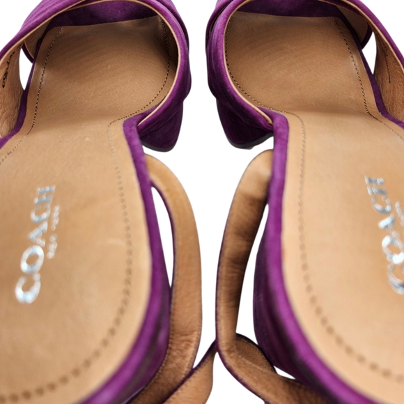 Coach Nikeeta Plum Purple Suede Ankle Wrap Block High Heel Platform Sandals - Picture 9 of 13
